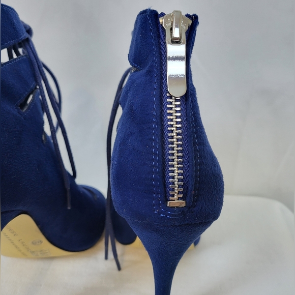 Chinese Laundry Womens Navy‎ Jigsaw Suede Lace-up Back Zip Stiletto Heels 6.5M - Picture 6 of 10